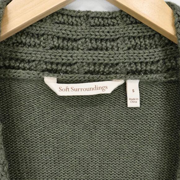 Soft Surroundings Delacroix Cable Knit Cardigan Sweater Olive Green Size Small - Picture 6 of 7